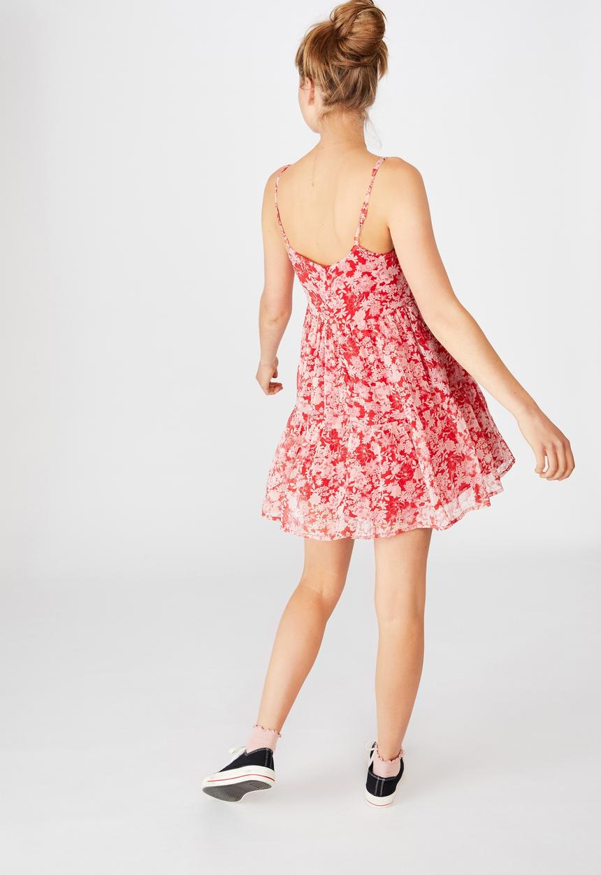 Cotton On - Woven jordy ruffle mini dress - pink 