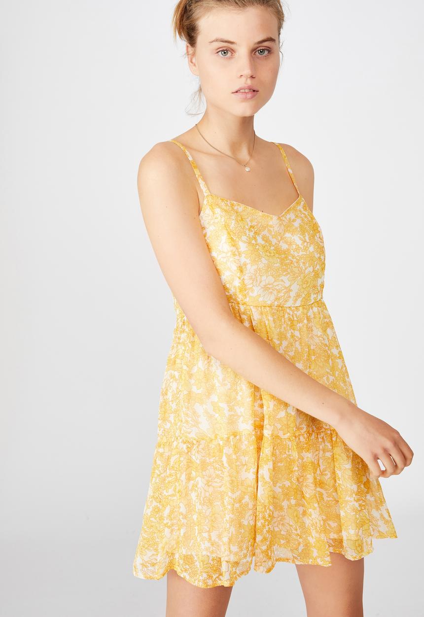 Cotton On - Woven jordy ruffle mini dress - yellow 