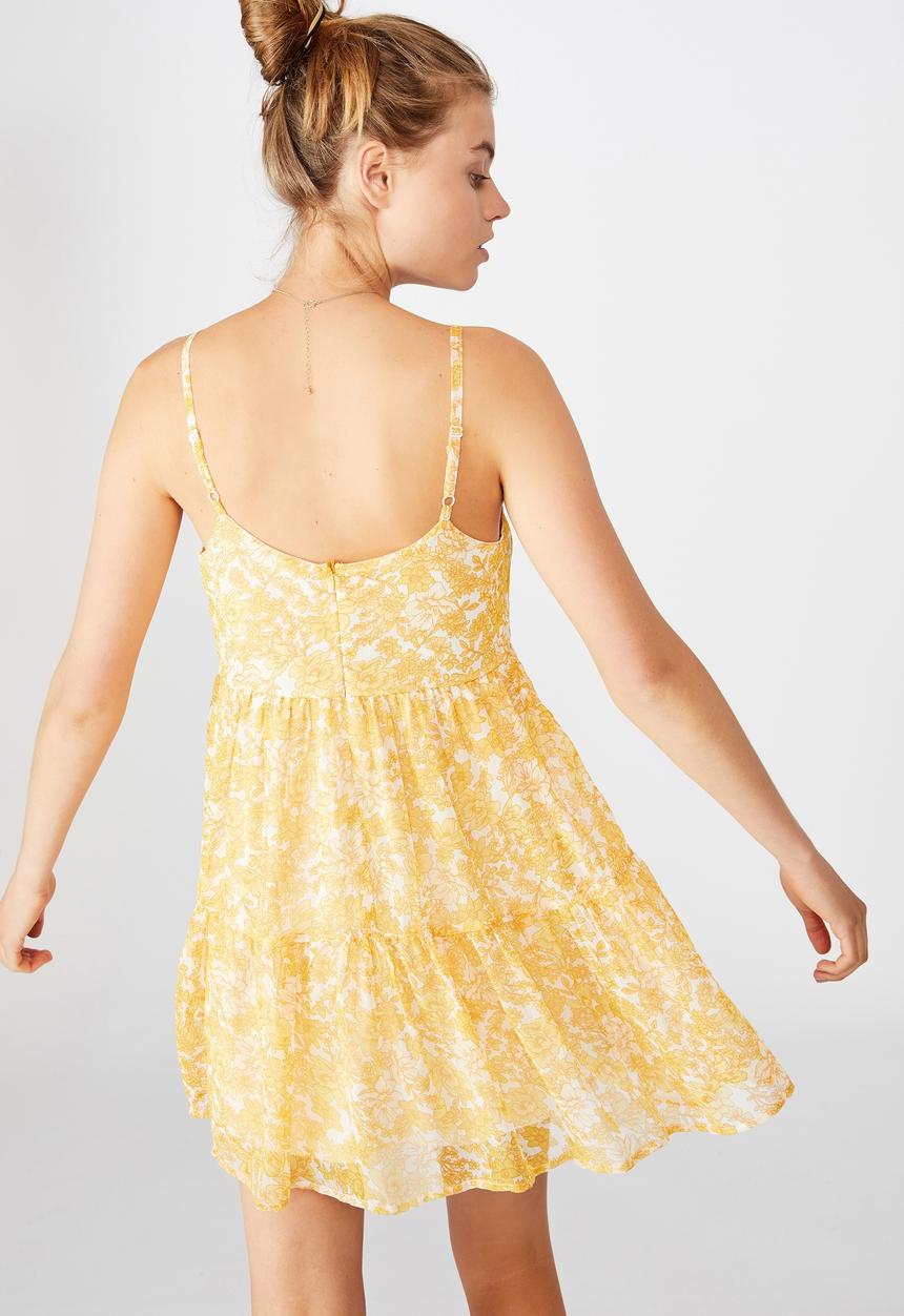 Cotton On - Woven jordy ruffle mini dress - yellow 