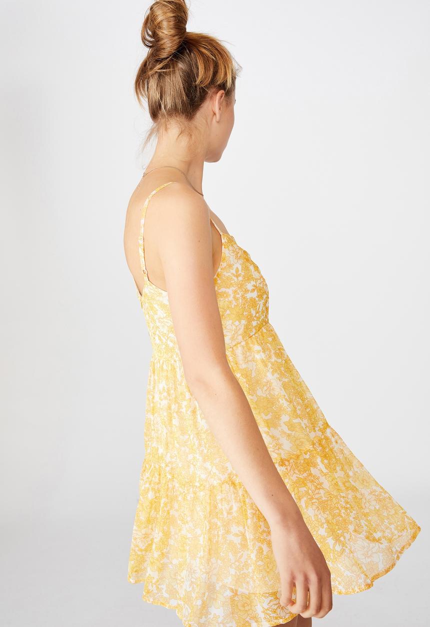 Cotton On - Woven jordy ruffle mini dress - yellow 