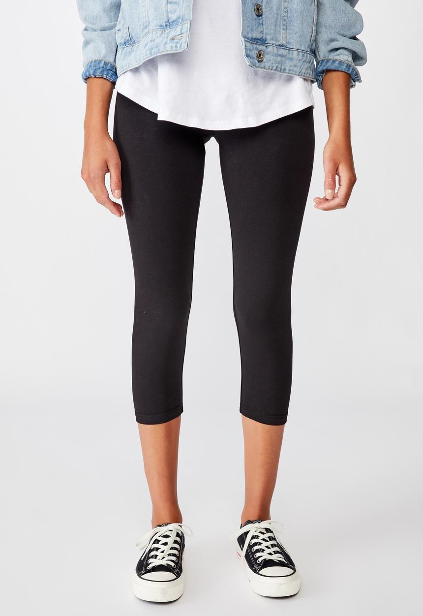 Cotton On - 3/4 high waisted dylan legging - black