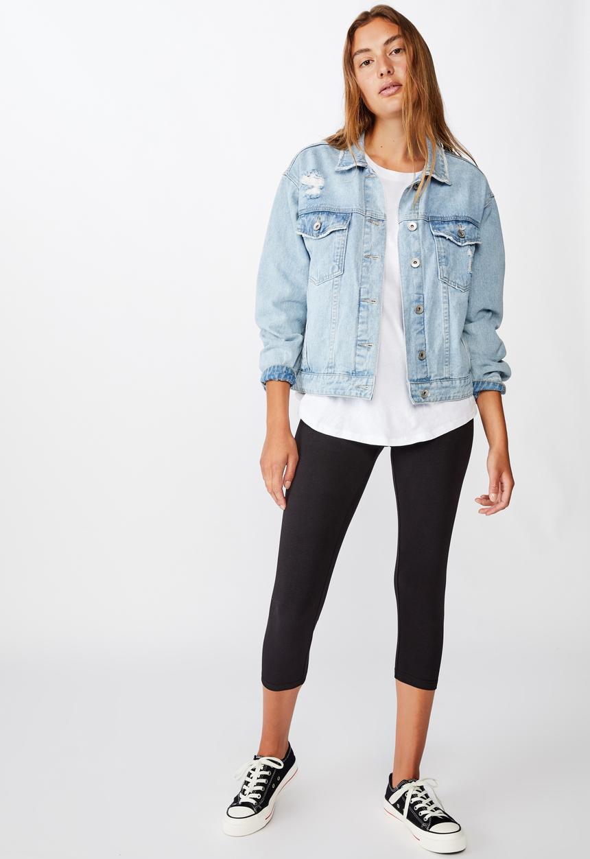 Cotton On - 3/4 high waisted dylan legging - black