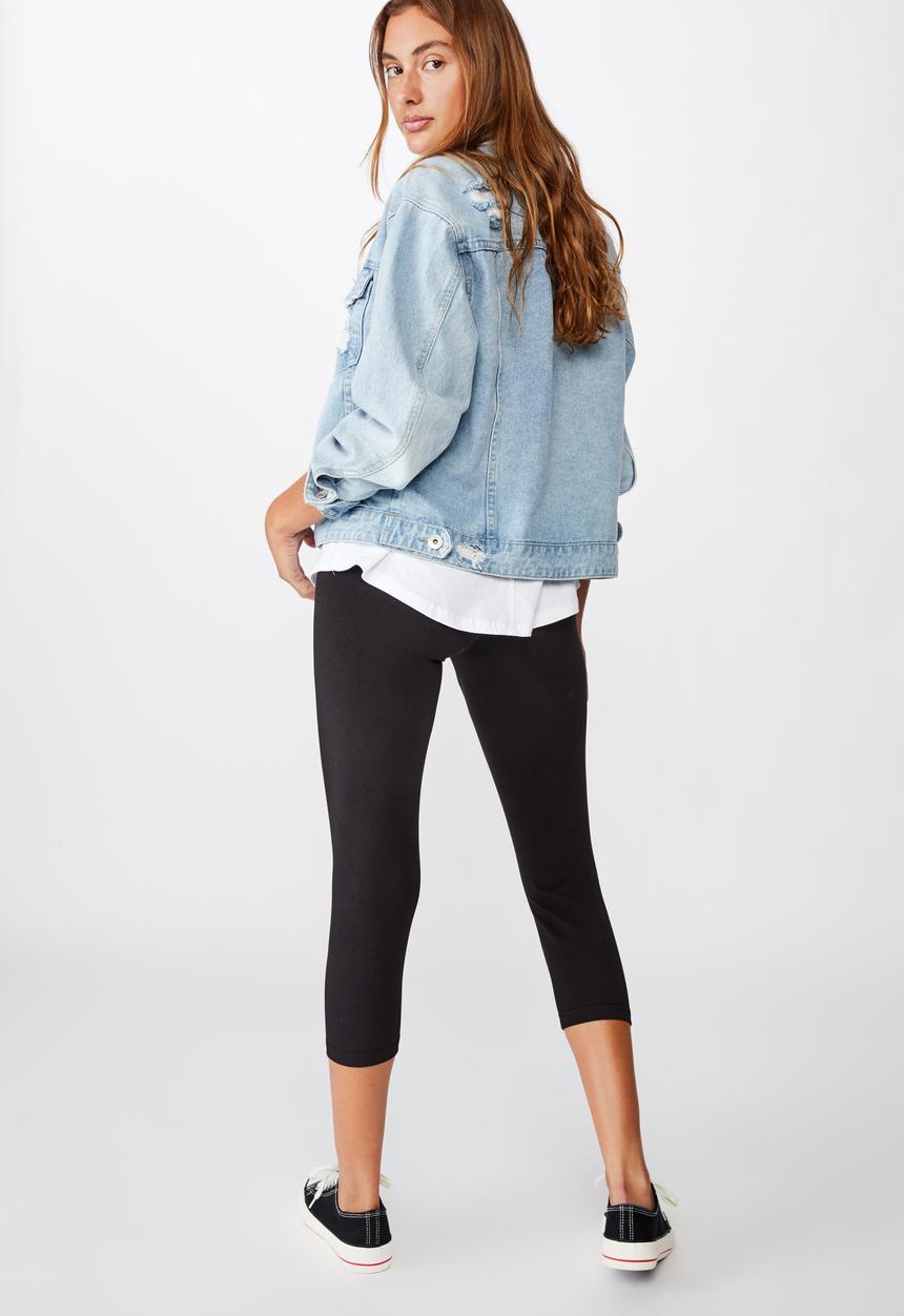 Cotton On - 3/4 high waisted dylan legging - black