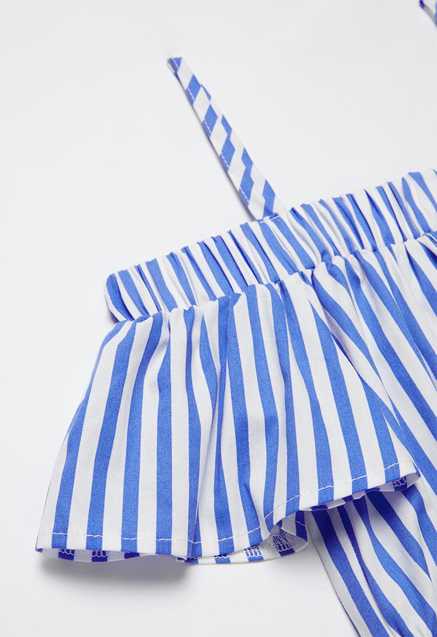 Superbalist - Girls cold shoulder crop top - blue & white