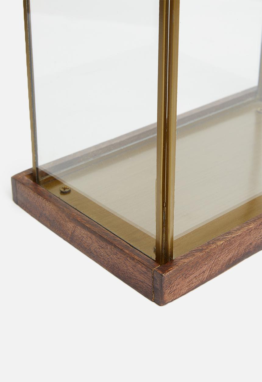 H&S - Rectangular glass lantern - brass antique gold
