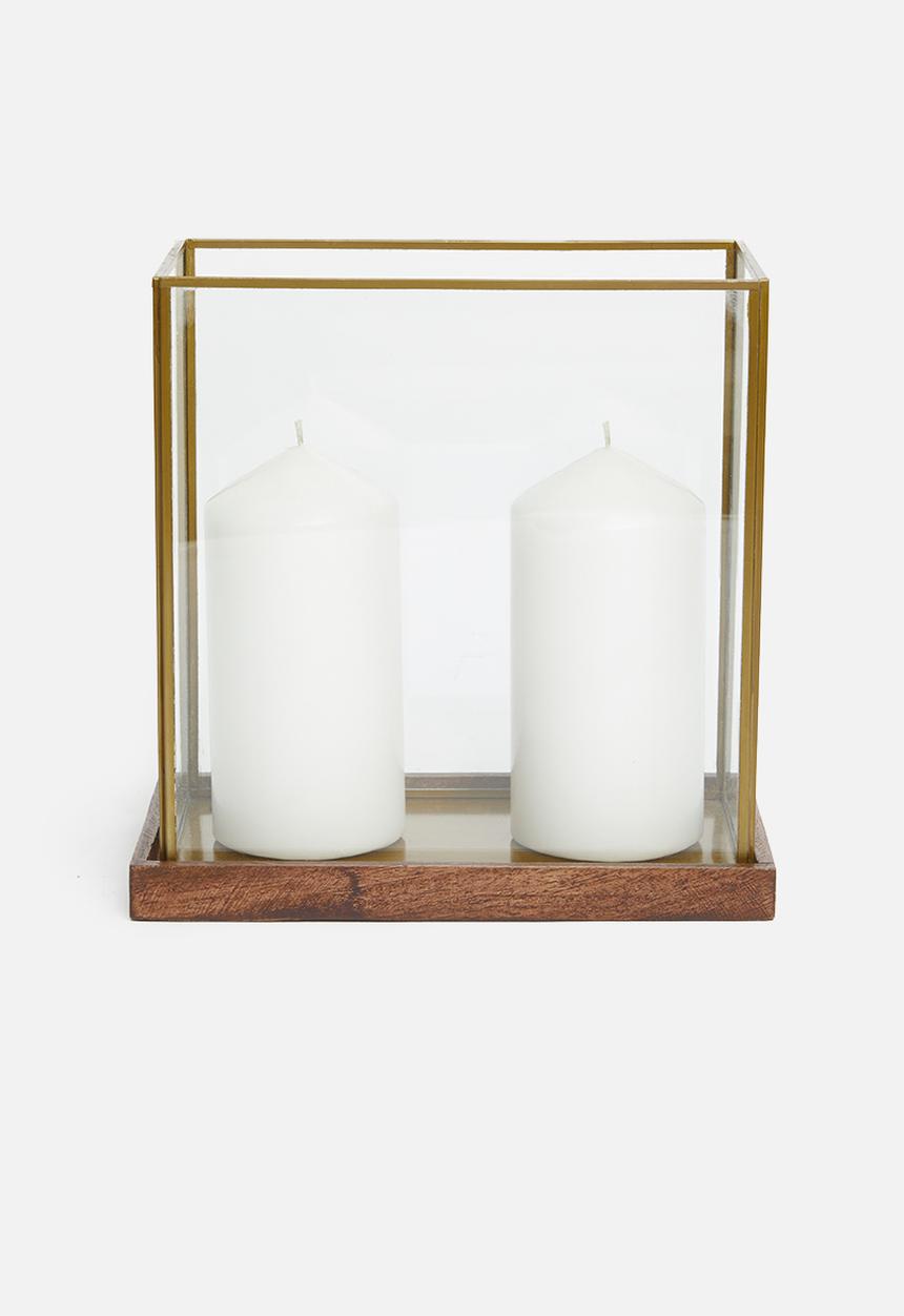H&S - Rectangular glass lantern - brass antique gold