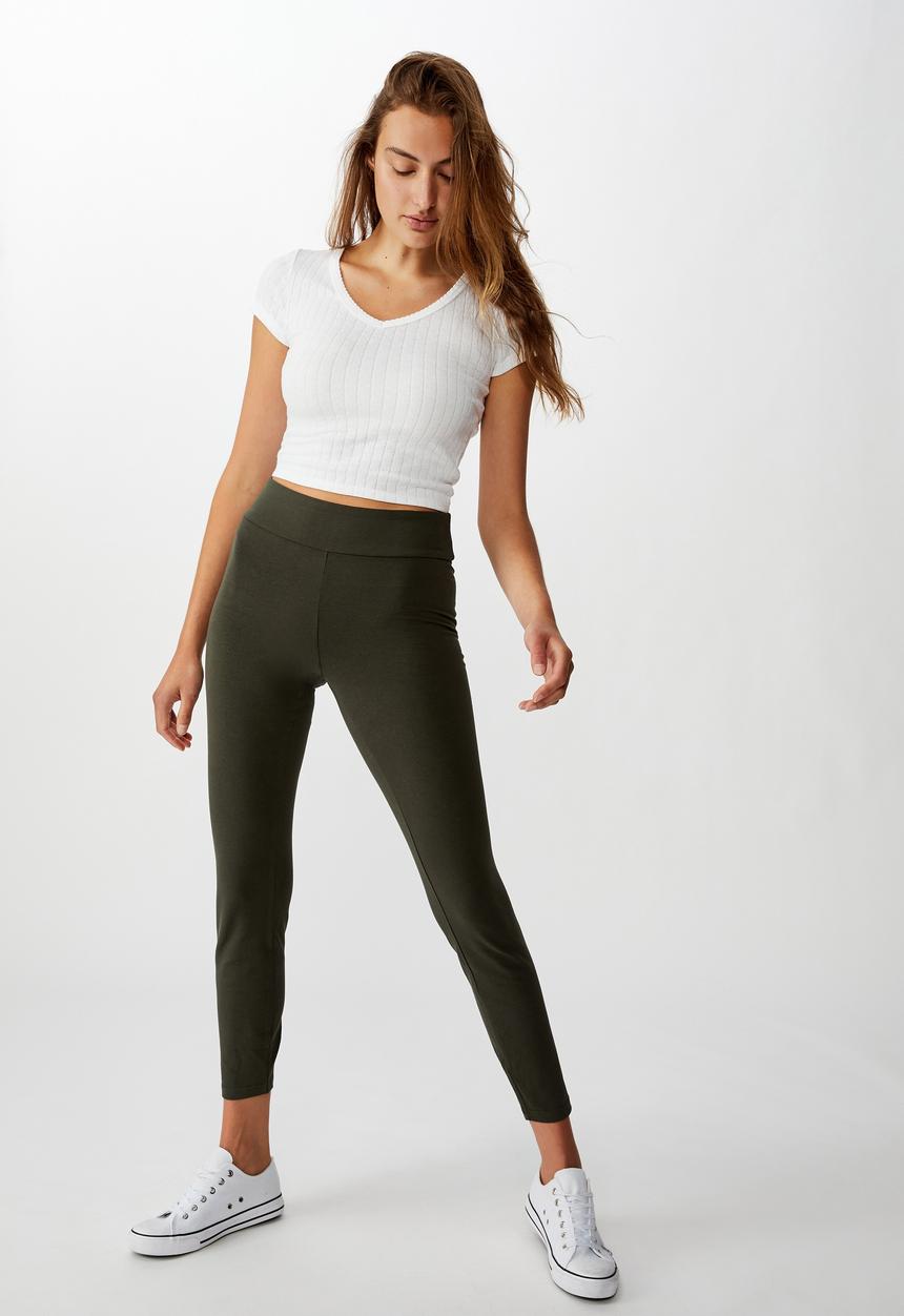 Cotton On - High waisted dylan legging - green
