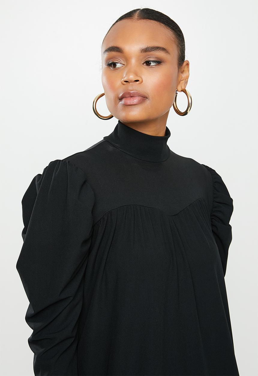 Missguided - High neck smock dress - black