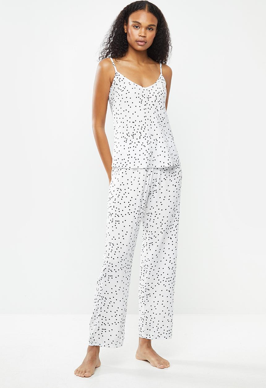 Superbalist - Sleep cami & pants set - white & black 