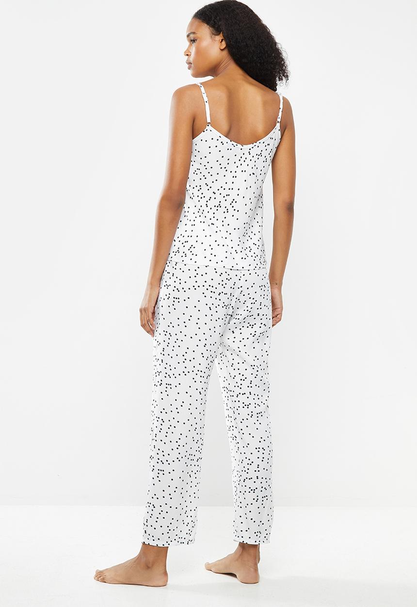 Superbalist - Sleep cami & pants set - white & black 