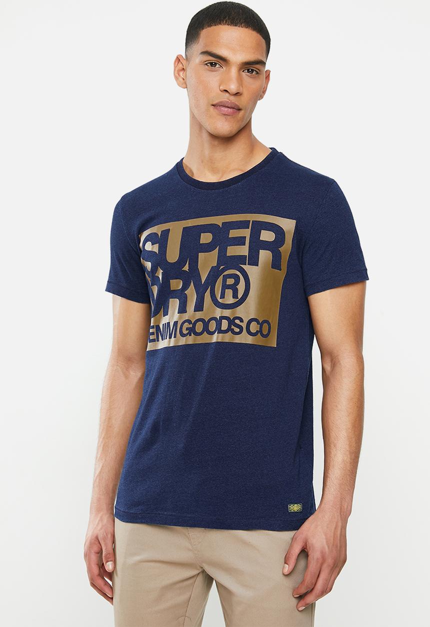Superdry. - Denim good co print tee - blue