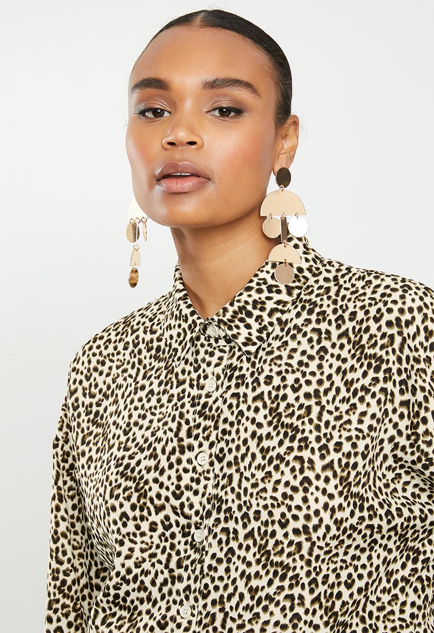 Missguided - Utility shirt dress leopard - brown 