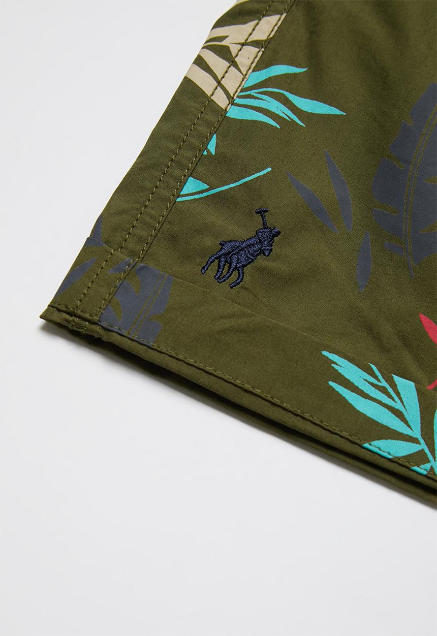 POLO - Boys Clyde printed short - olive