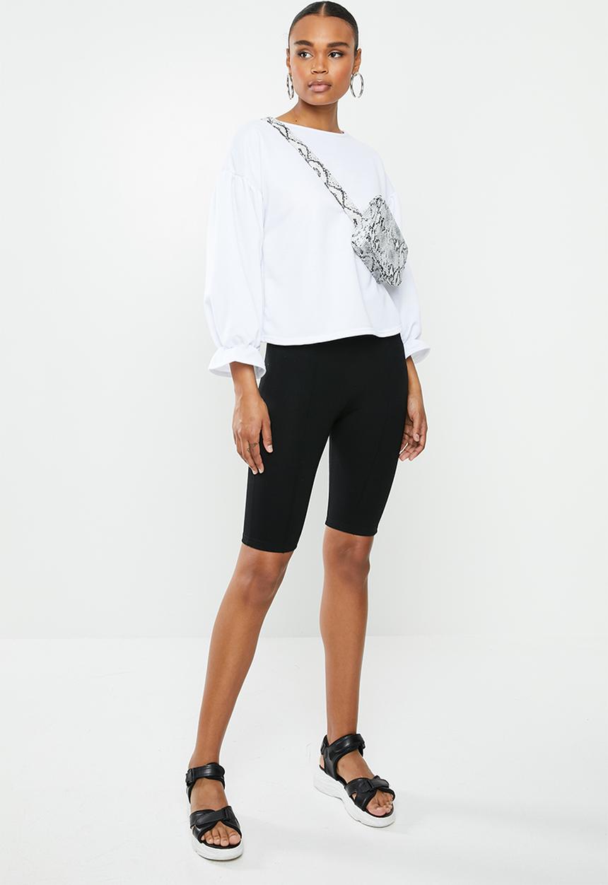 Missguided - Balloon sleeve frill cuff sweatshirt - white