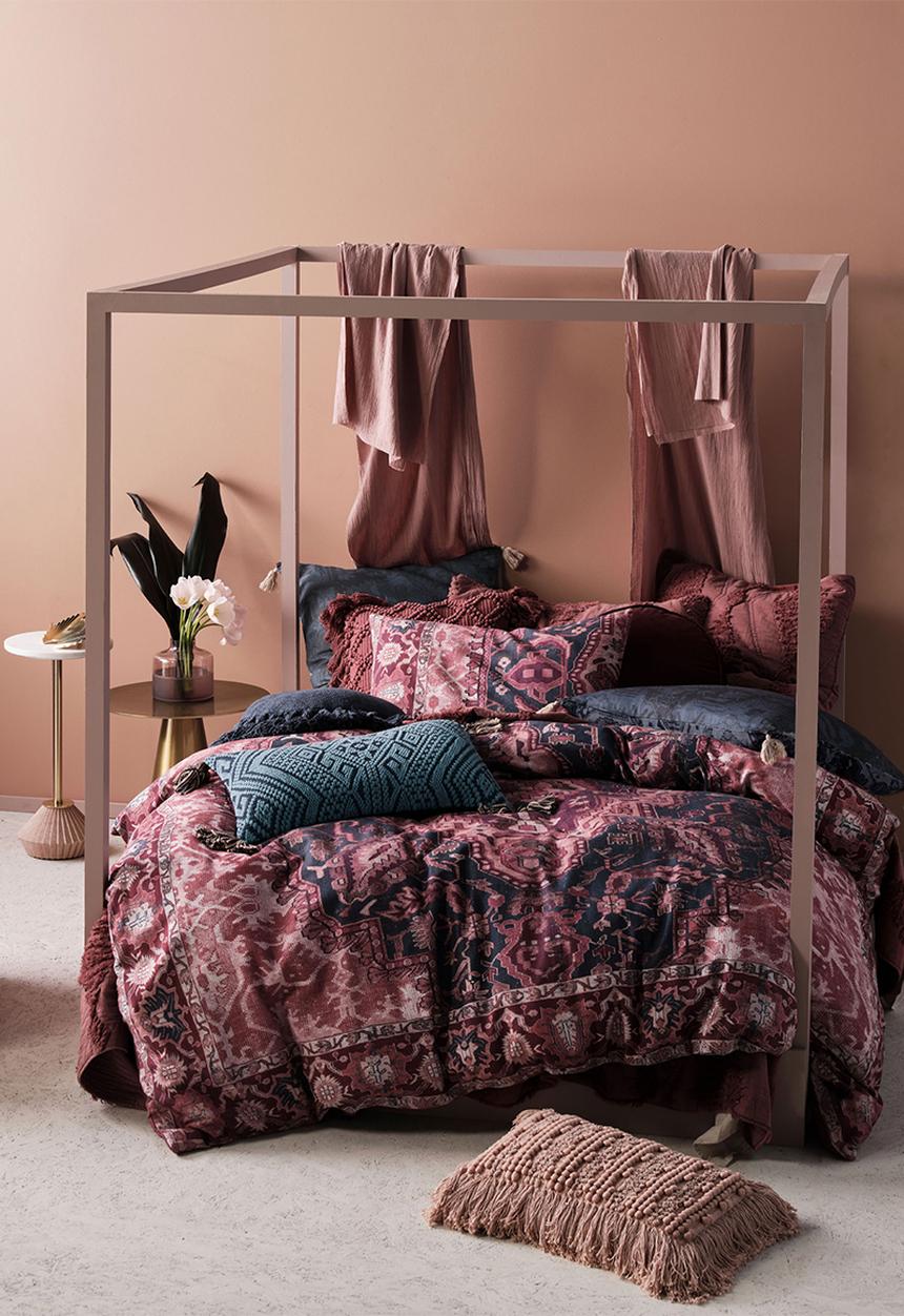 Linen House - Vashti duvet cover set - rhubarb