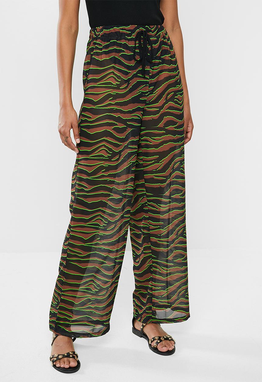 Missguided - Zebra neon detail chiffon trouser - multi