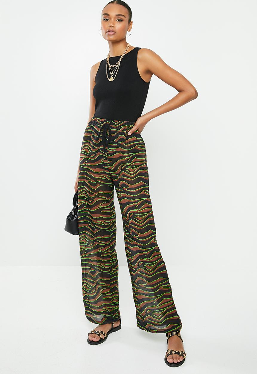 Missguided - Zebra neon detail chiffon trouser - multi