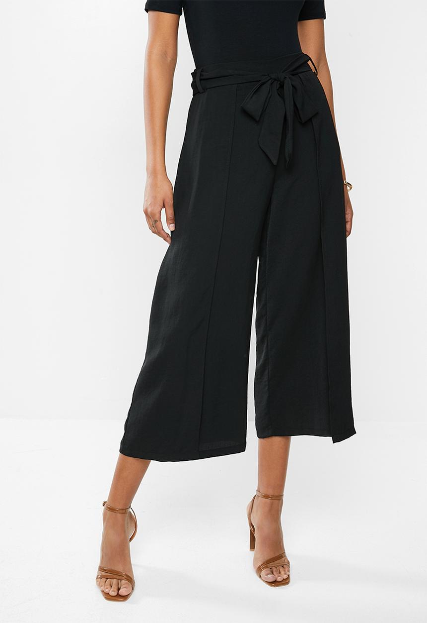 MILLA - Mock wrap pant - black