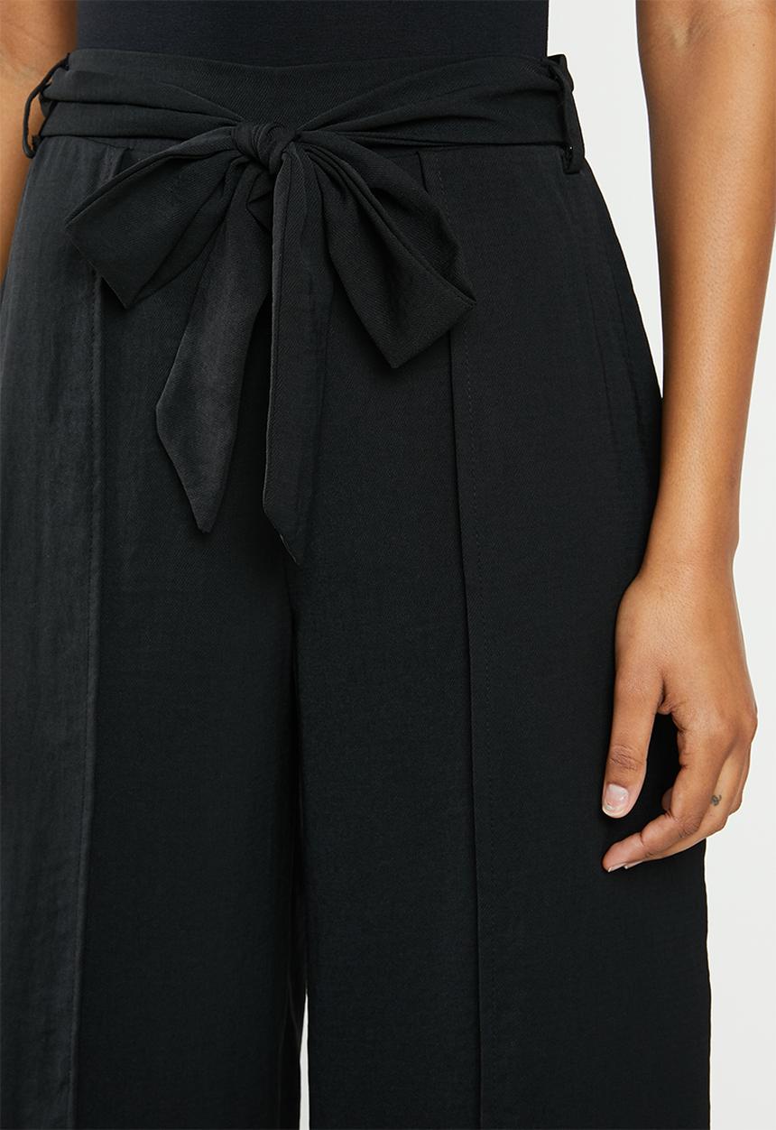 MILLA - Mock wrap pant - black