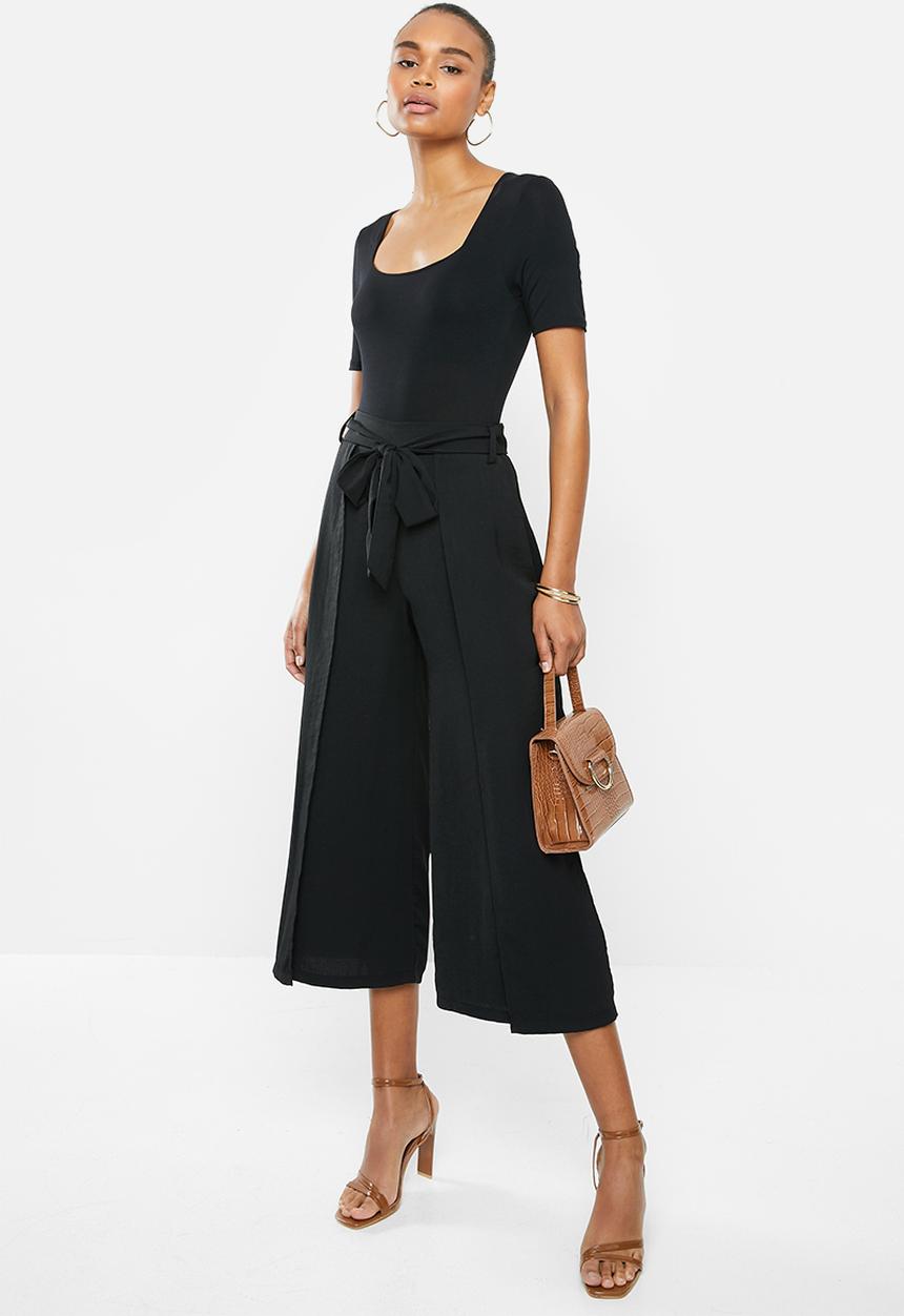 MILLA - Mock wrap pant - black
