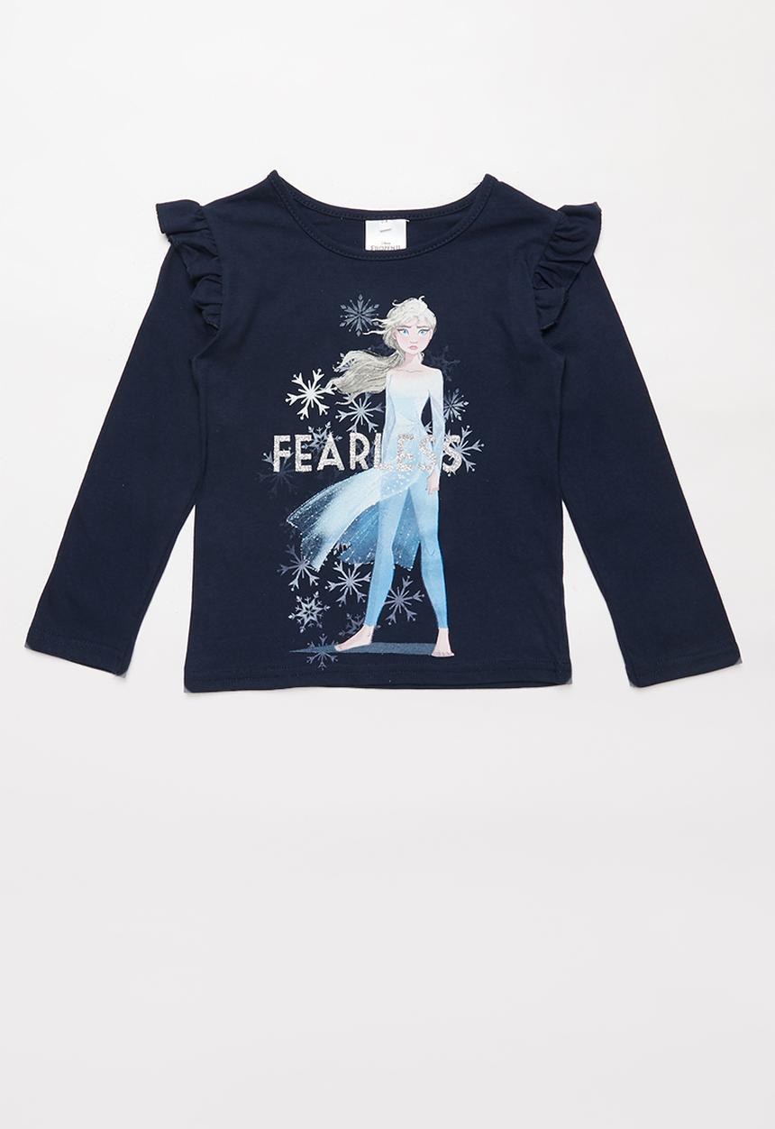 Pop Candy - Girls Frozen frill tee - navy