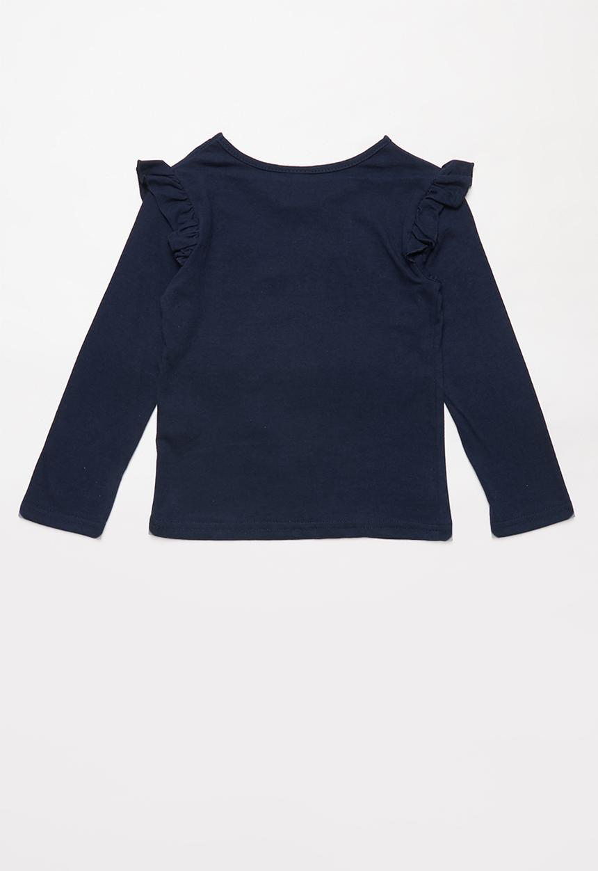 Pop Candy - Girls Frozen frill tee - navy