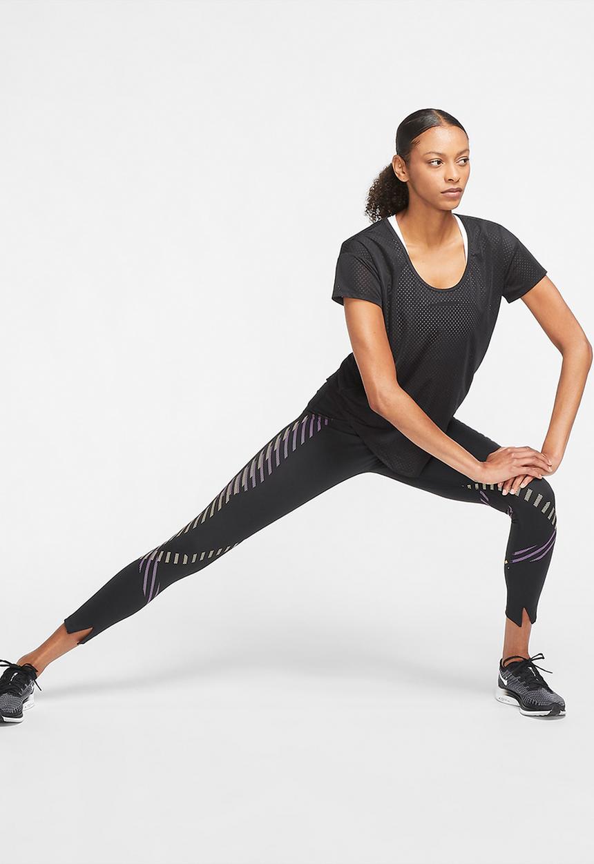 Nike - Womens 7/8's graphic running leggings - black