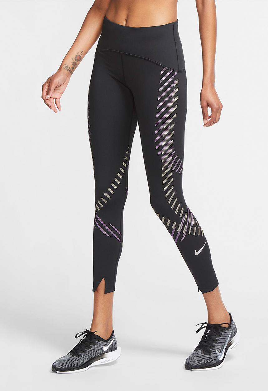 Nike - Womens 7/8's graphic running leggings - black