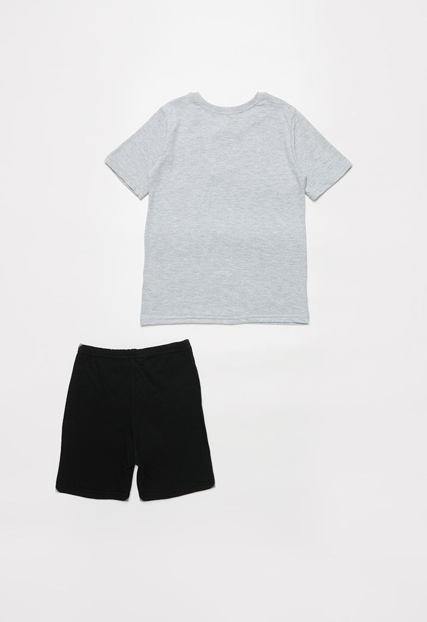 Pop Candy - Boys shorts & tee pj set - grey & black