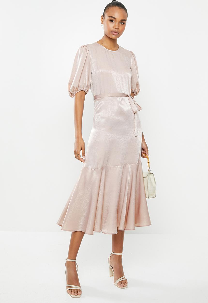 MILLA - Satin puff sleeve midi - mauve