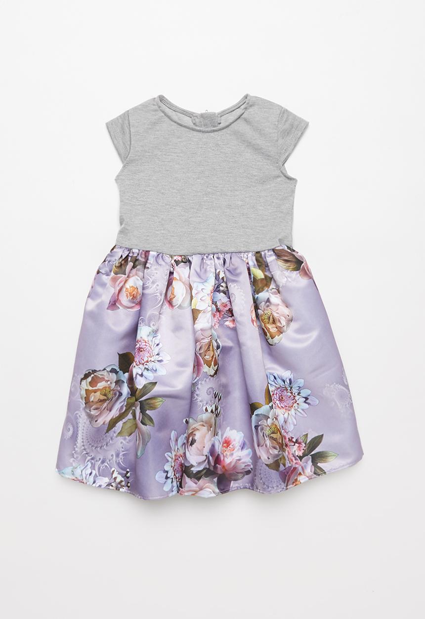 Pop Candy - Combo fabric dress - grey & purple 