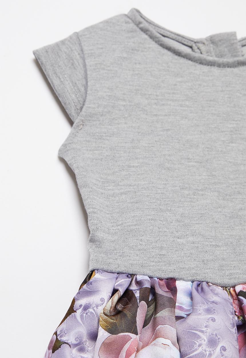 Pop Candy - Combo fabric dress - grey & purple 