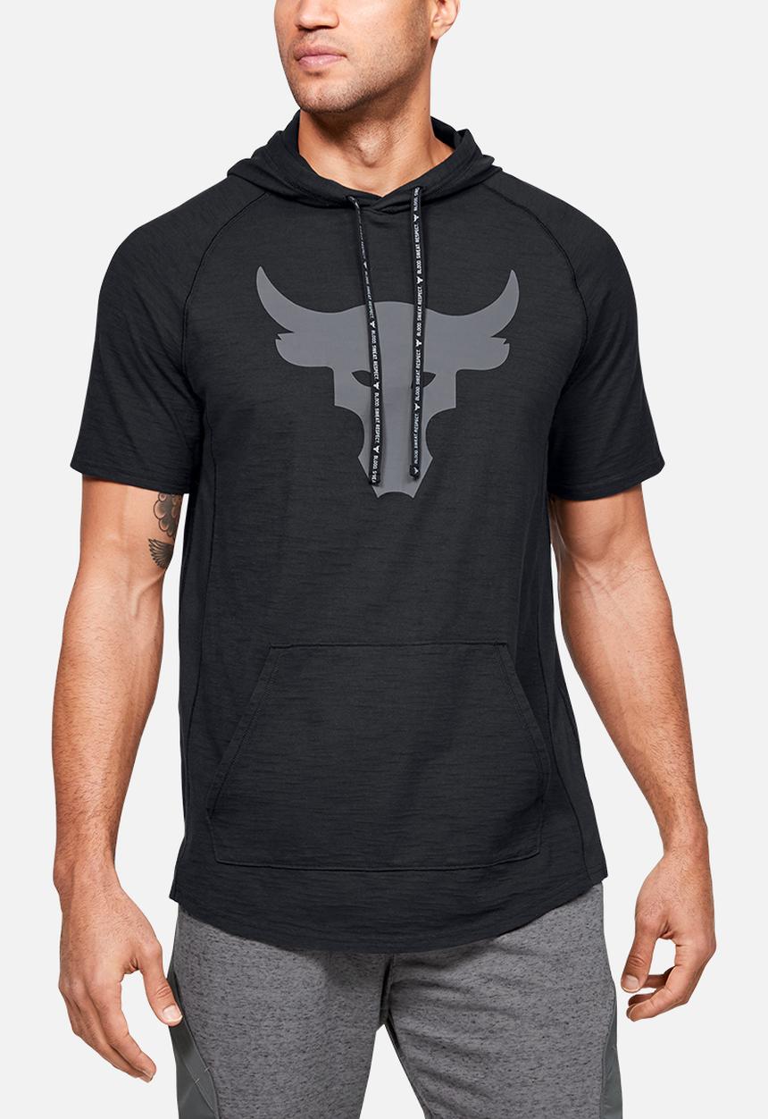 Under Armour - Project rock charged cotton short sleeve hoodie - black