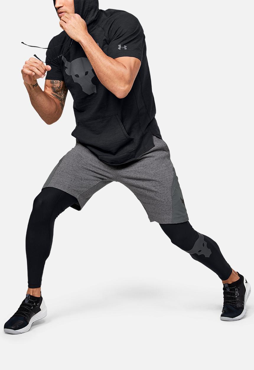 Under Armour - Project rock charged cotton short sleeve hoodie - black