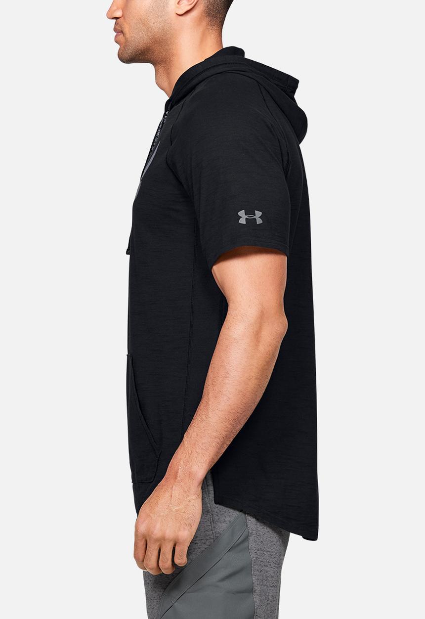 Under Armour - Project rock charged cotton short sleeve hoodie - black