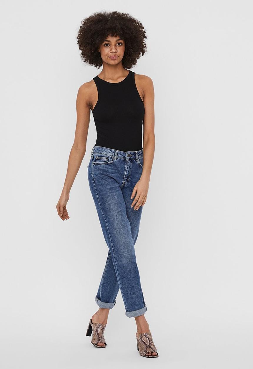 Vero Moda - Roma short sleeve rib halterneck top vip - black