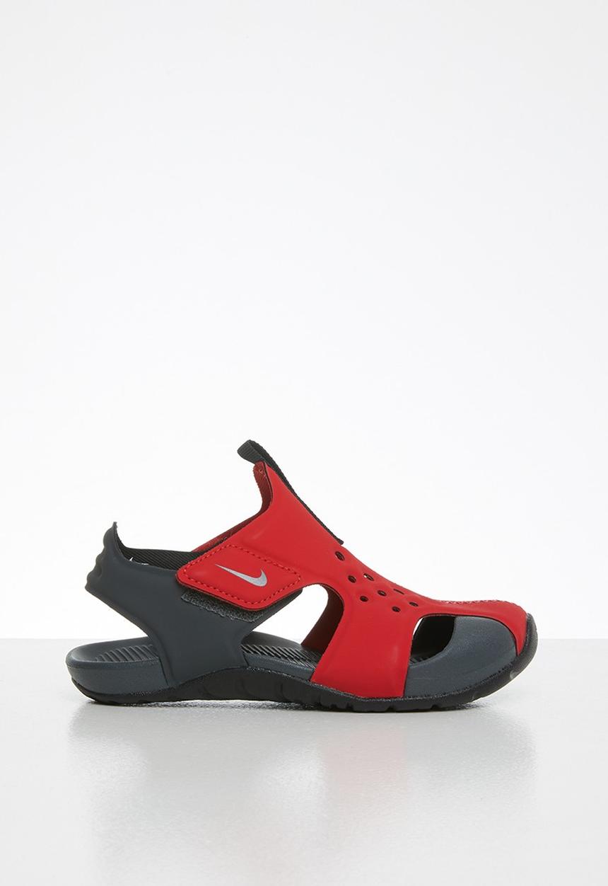 Nike - Boys' nike sunray protect 2 (td) sandal - red & black 