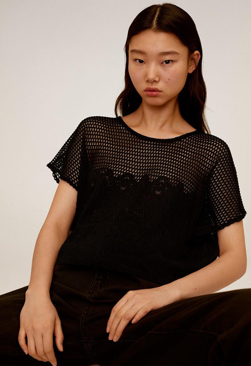 MANGO - T-shirt louise - black