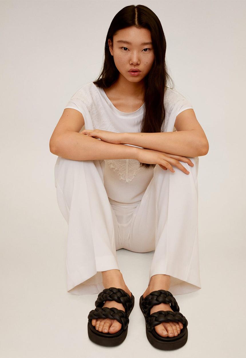 MANGO - T-shirt blonde - cream