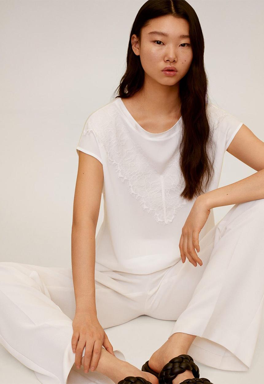 MANGO - T-shirt blonde - cream