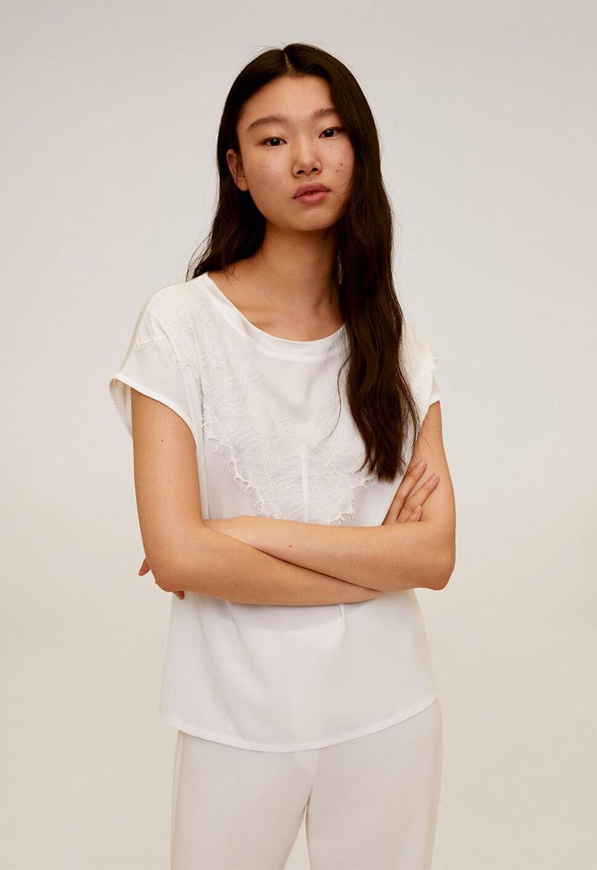 MANGO - T-shirt blonde - cream