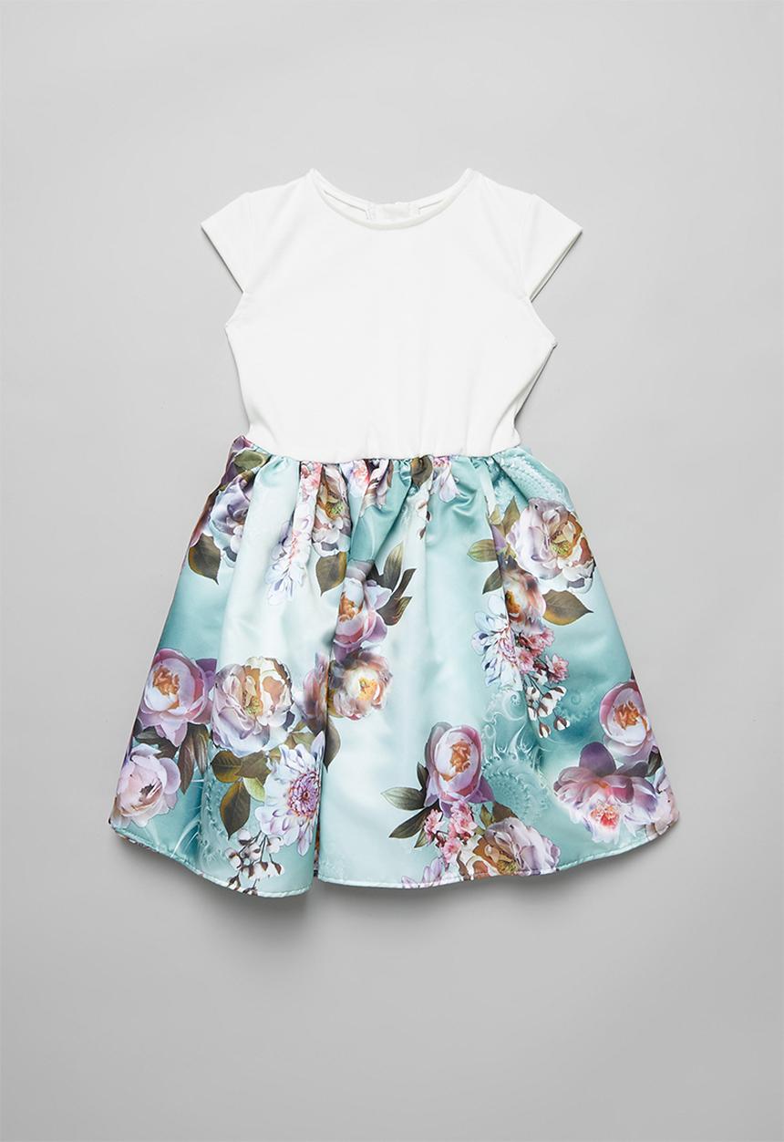 Pop Candy - Combo fabric dress - blue & white