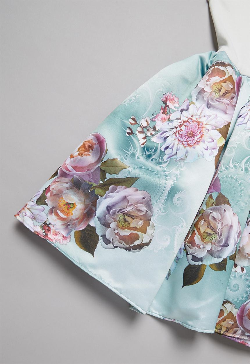 Pop Candy - Combo fabric dress - blue & white