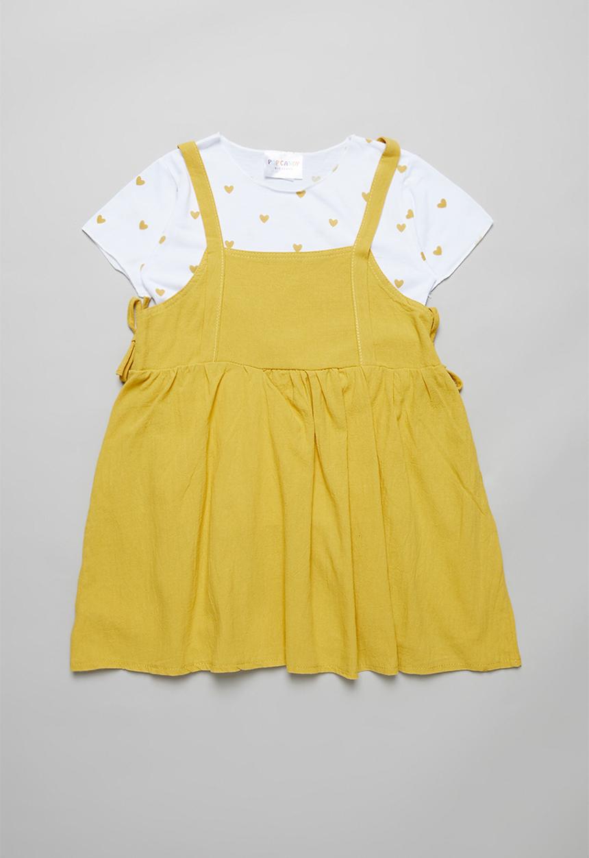 Pop Candy - Dress & tee set - yellow & white