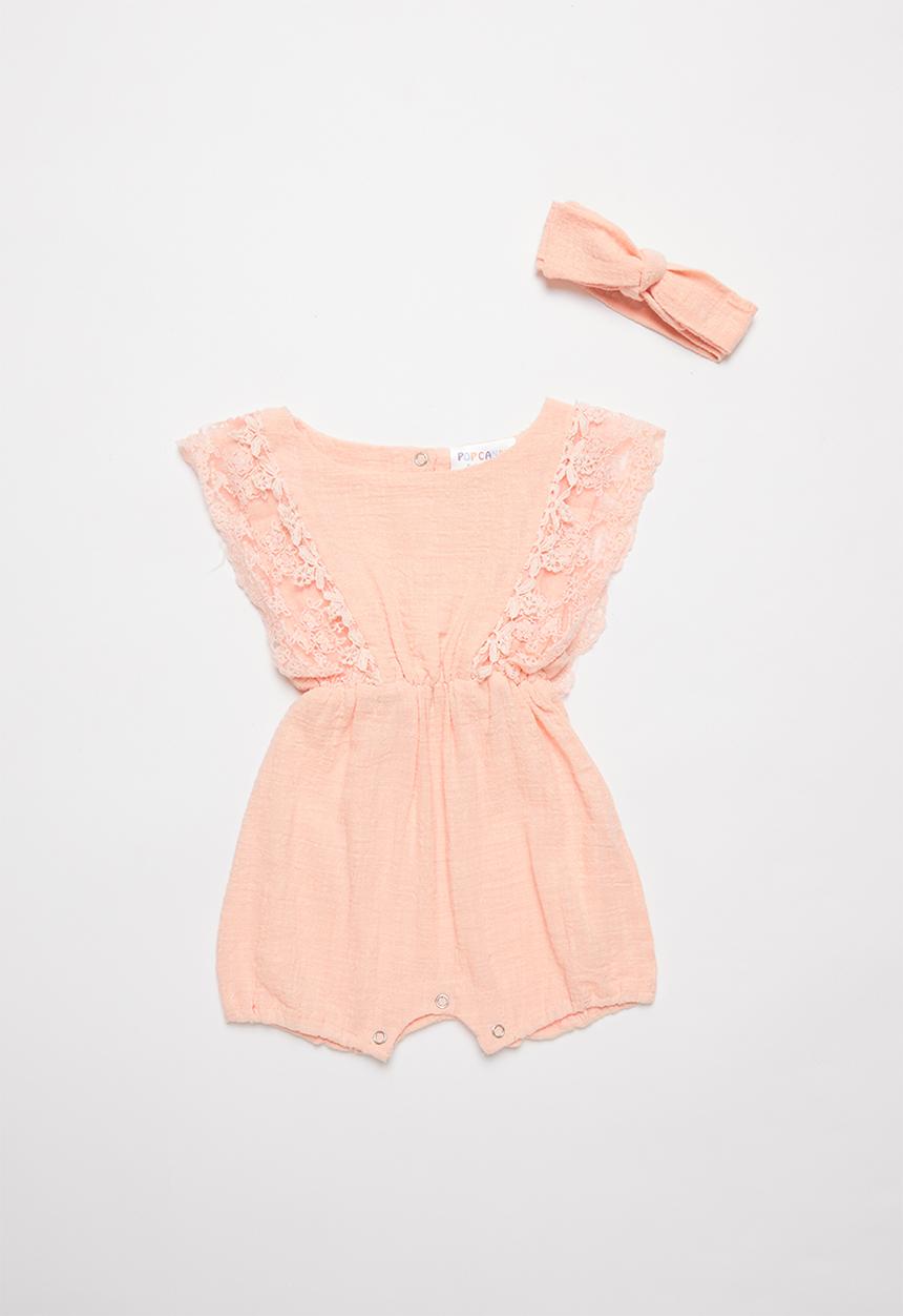 Pop Candy - Baby playsuit &  headband set - pink