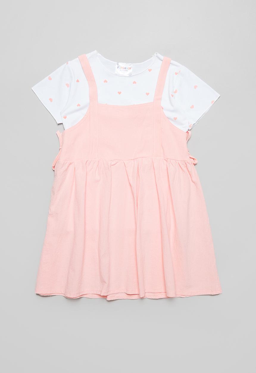 Pop Candy - Dress & tee set - pink & white