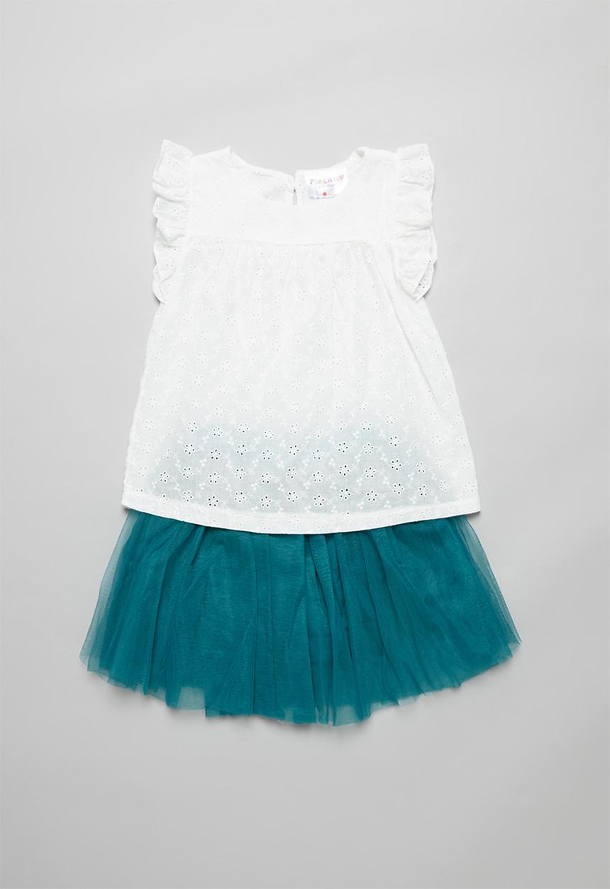 Pop Candy - Girls tutu & tee set - white & green