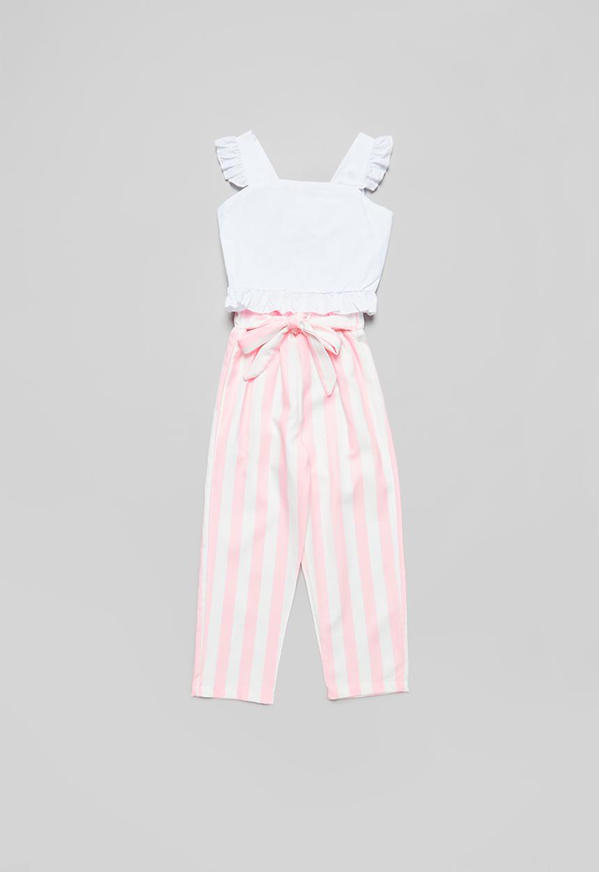 Pop Candy - Frill sleeve & pants set - white & pink