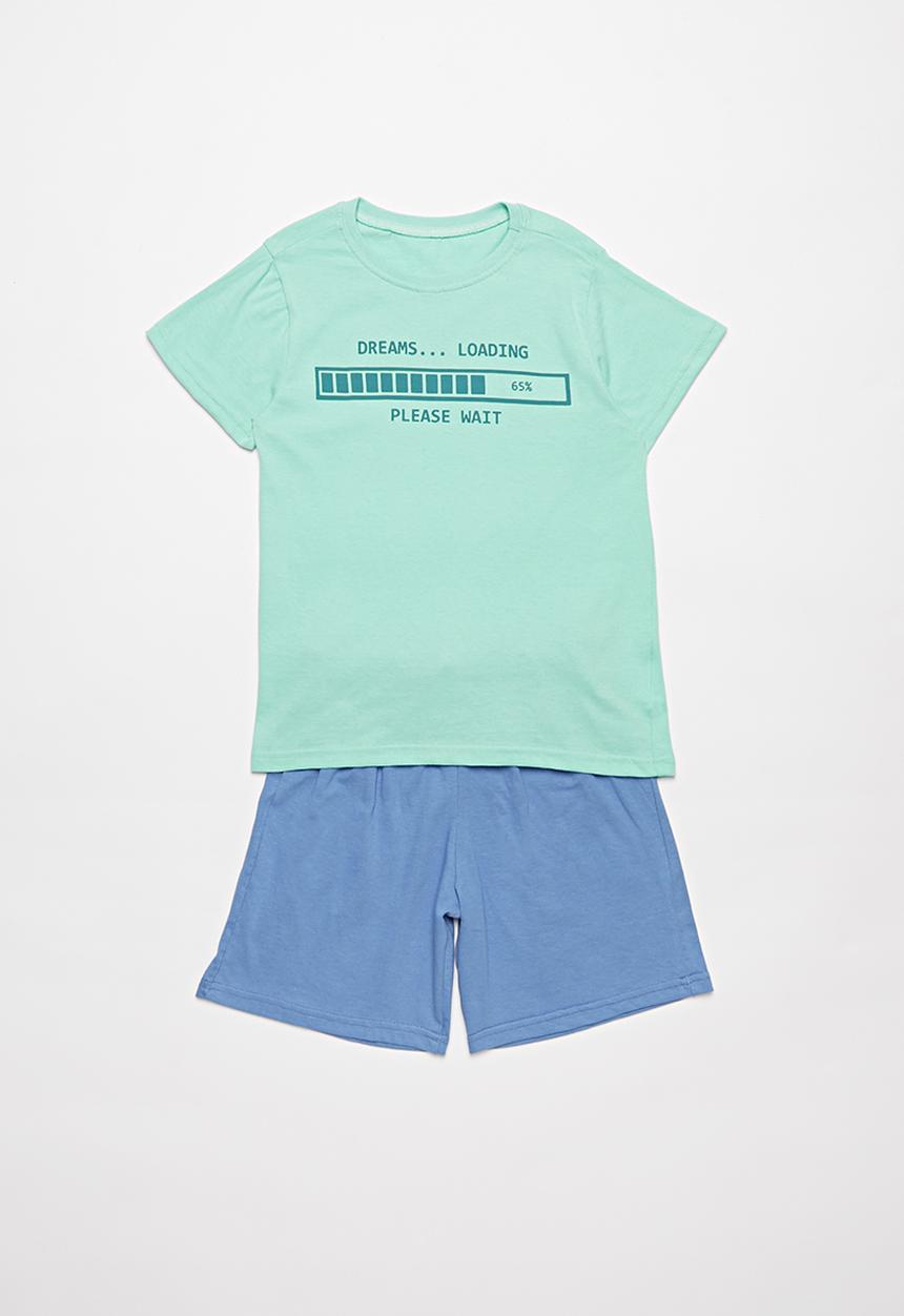 Rebel Republic - Shorts and tee pj set - blue & turquoise 