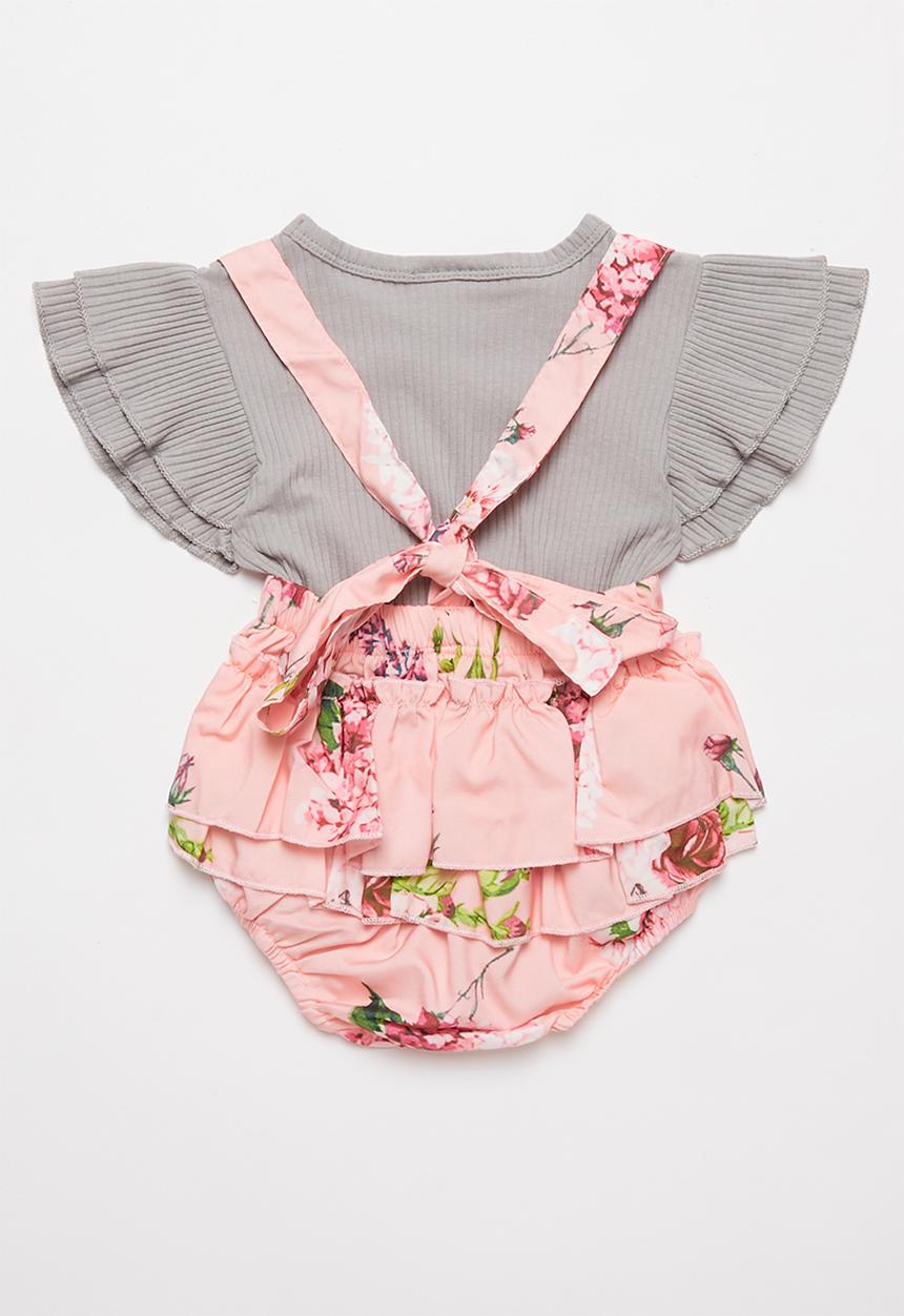 Pop Candy - Playsuit & tee set - grey & pink